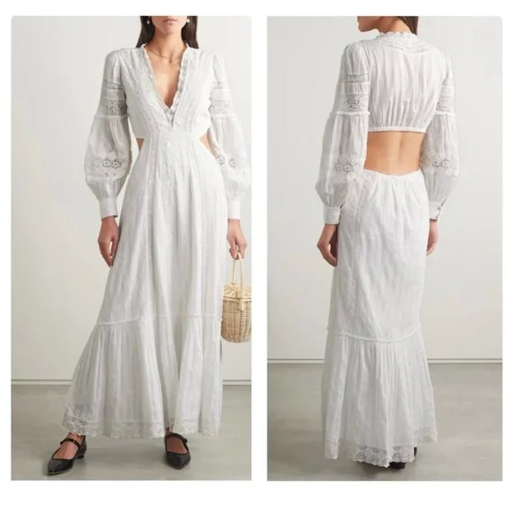 LoveShackFancy Elegant White Backless Dress - Picture 1 of 16